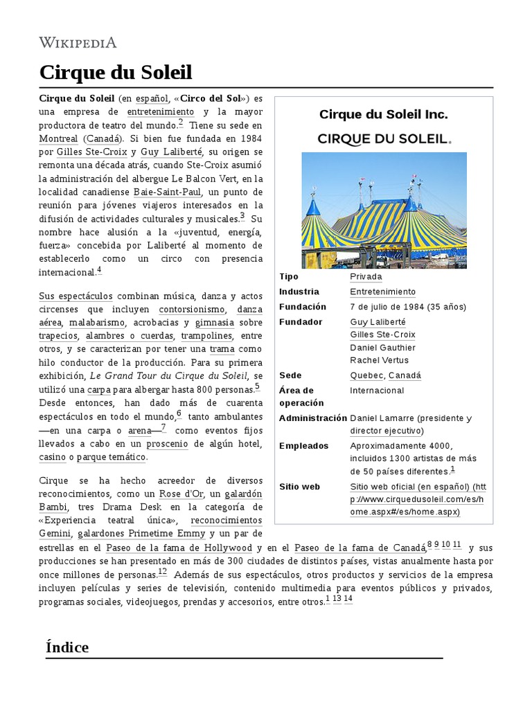 Cirque Du Soleil | PDF | Las artes escénicas | Entretenimiento