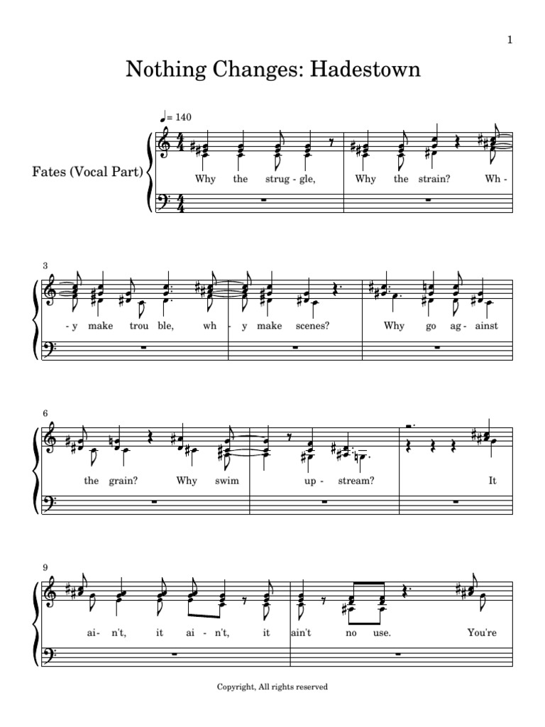 Nothing Changes Hadestown PDF