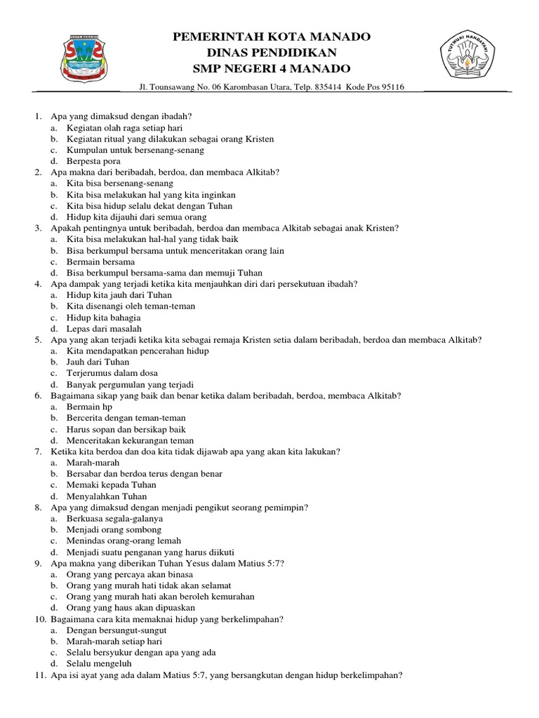 Soal Agama Kristen Kelas 8 Pdf