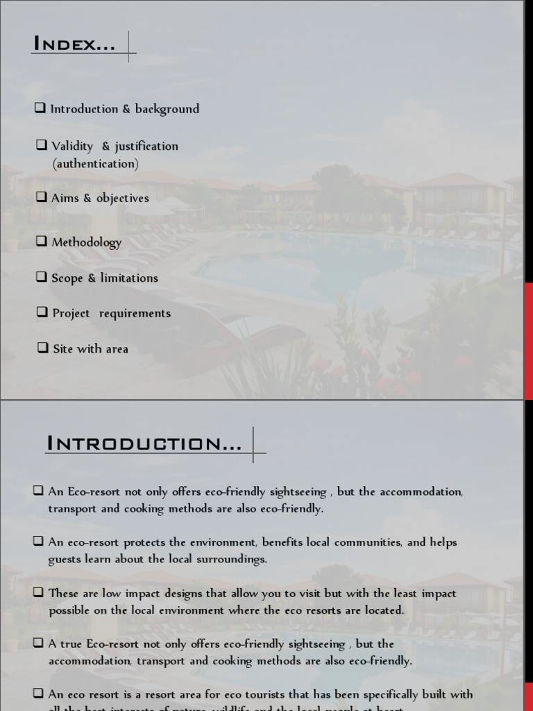 Eco-Resort Design and Requirements | PDF | Ecology | Tourism