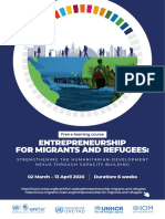 Free E-Leraning Course On Entrepreneurship For Migrants and Refugees. UNITAR, UNCTAD, UNHCR and IOM