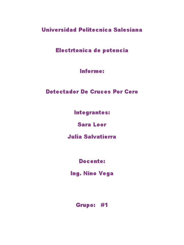 Circuito Detector de Cruce por Cero | PDF | Amplificador operacional ...