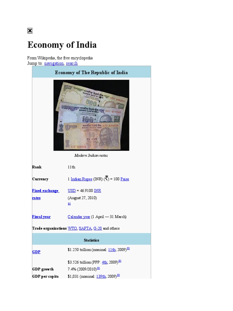 Overview of India's Economy and Currency | PDF | Economy Of India ...