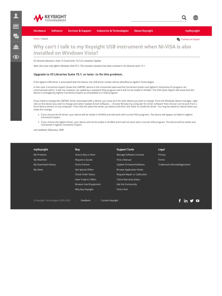 IO Libraries Suite Why Can't I Talk To My Keysight USB Instrument