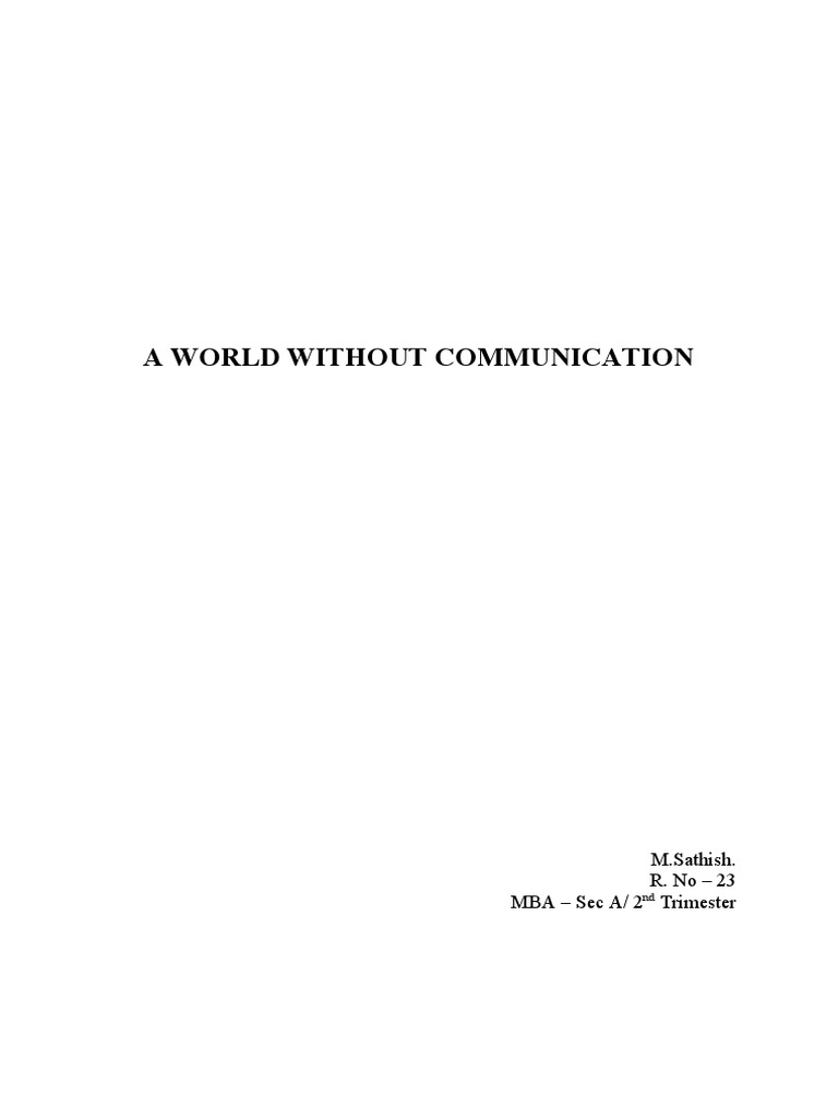 Sathish-A World Without Communication | PDF | Philosophy
