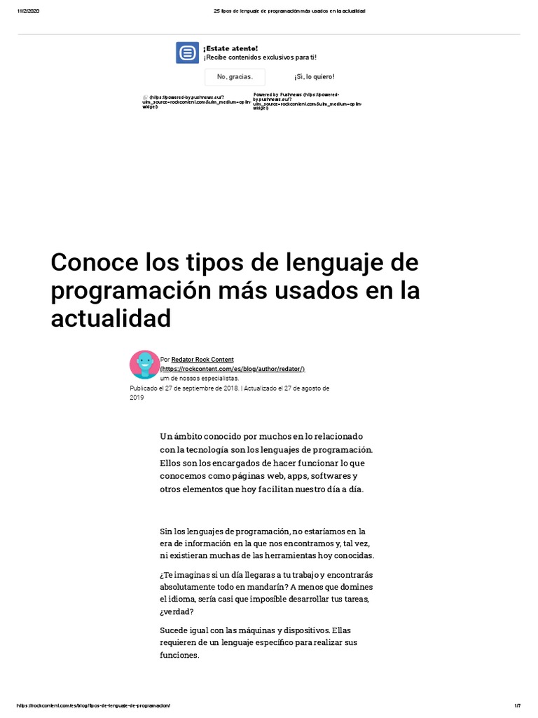 25 Tipos de Lenguaje de Programación Más Usados en La Actualidad | PDF ... 