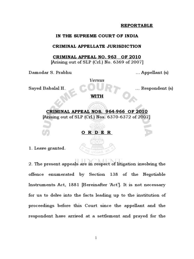 138 Ni Act Latest Judgement On Compounding PDF Criminal Procedure
