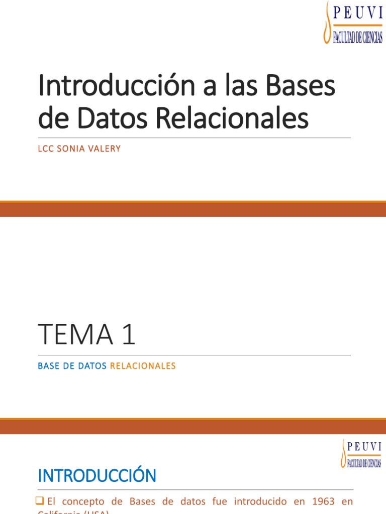Introduccion A Las Bases de Datos | PDF | Base de datos relacional ...