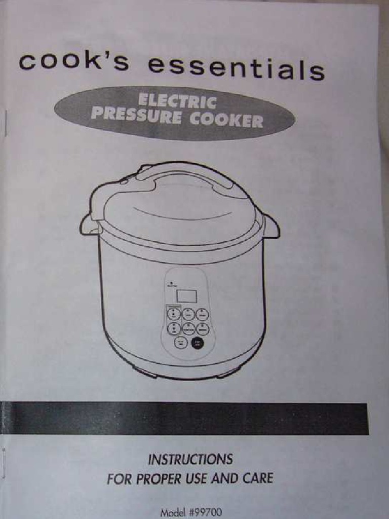 Cooks Essentials 99700 Pressure Cooker Manual, PDF