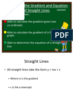 Calculating The Gradient and Equation of Straight Lines