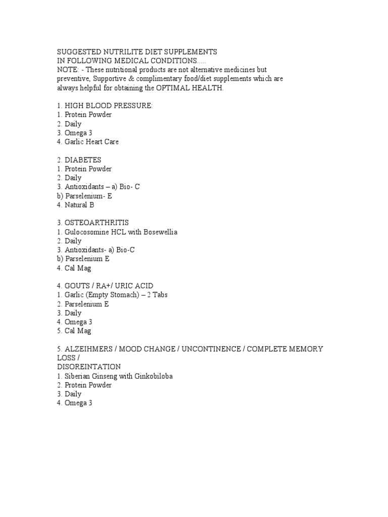Nutrilite Supplements for Health Conditions | PDF | Omega 3 Fatty Acid ...