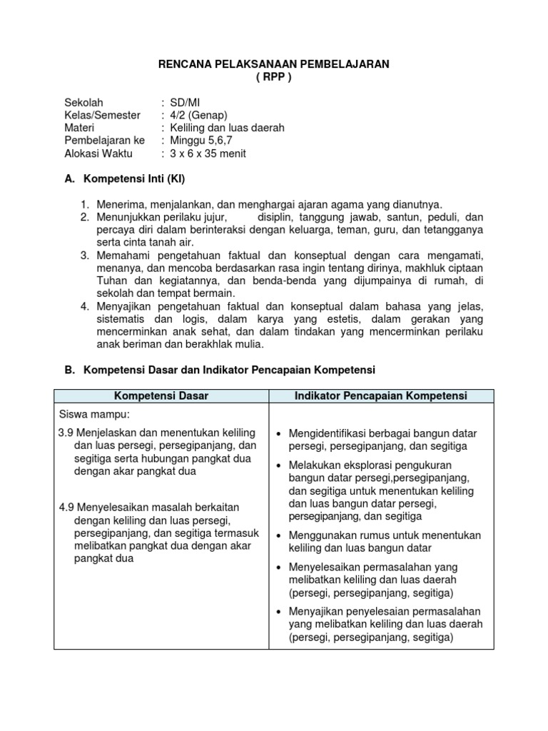 10 3 Rpp Kd 3 9 4 9 Mat Kelas 4 Sem 2 Revisi 2017 Pdf