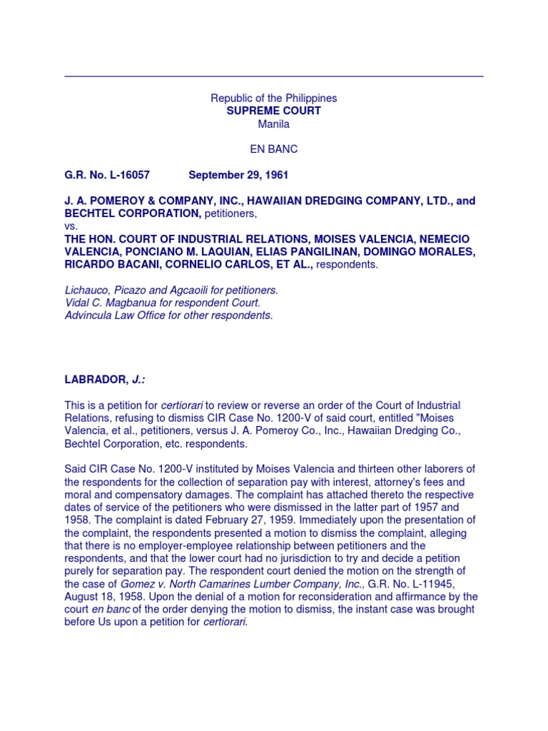 J. A. POMEROY & COMPANY, INC., HAWAIIAN DREDGING COMPANY, LTD., and