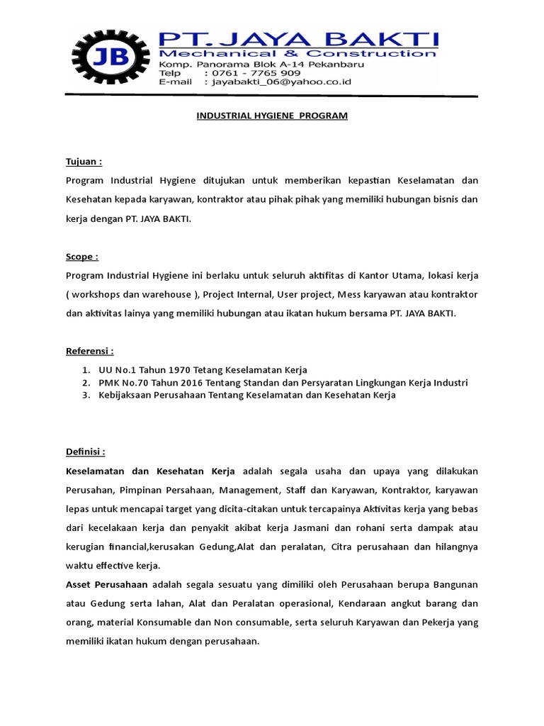 Industrial Hygiene Program PDF