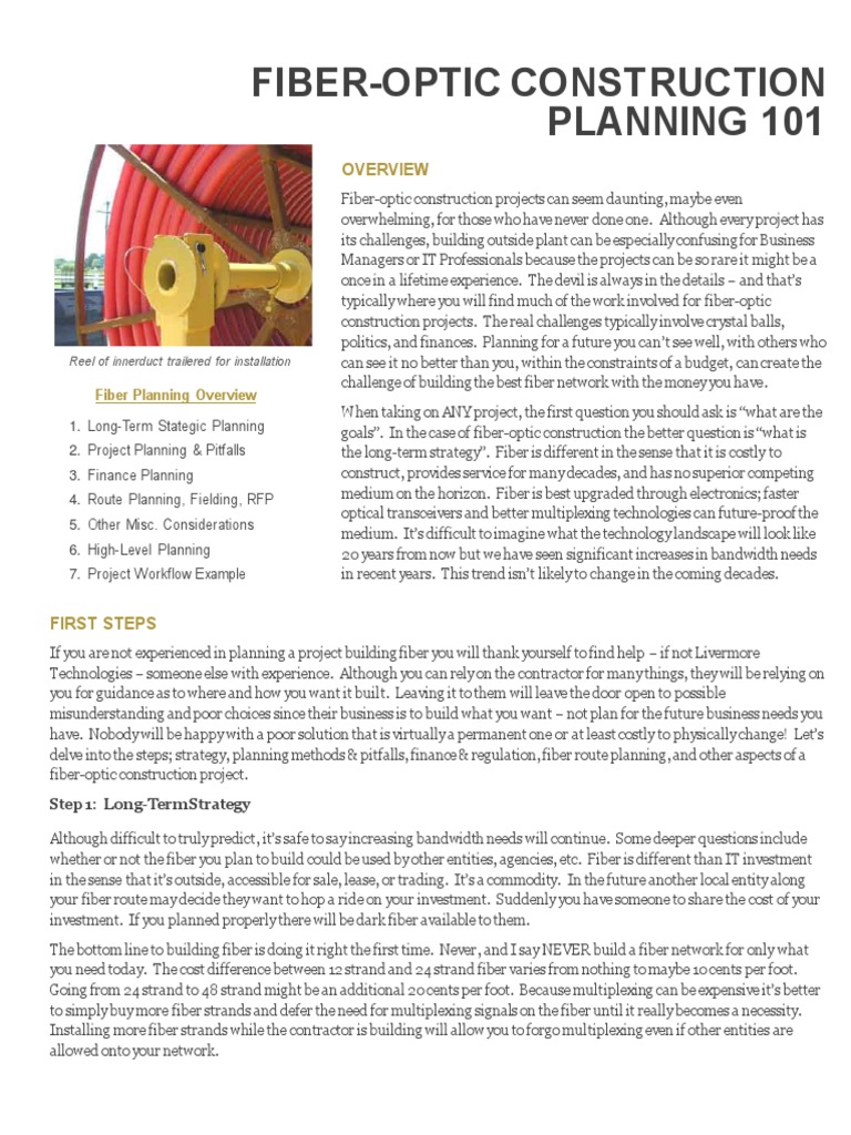FiberOptic Construction Planning Guide PDF Computers