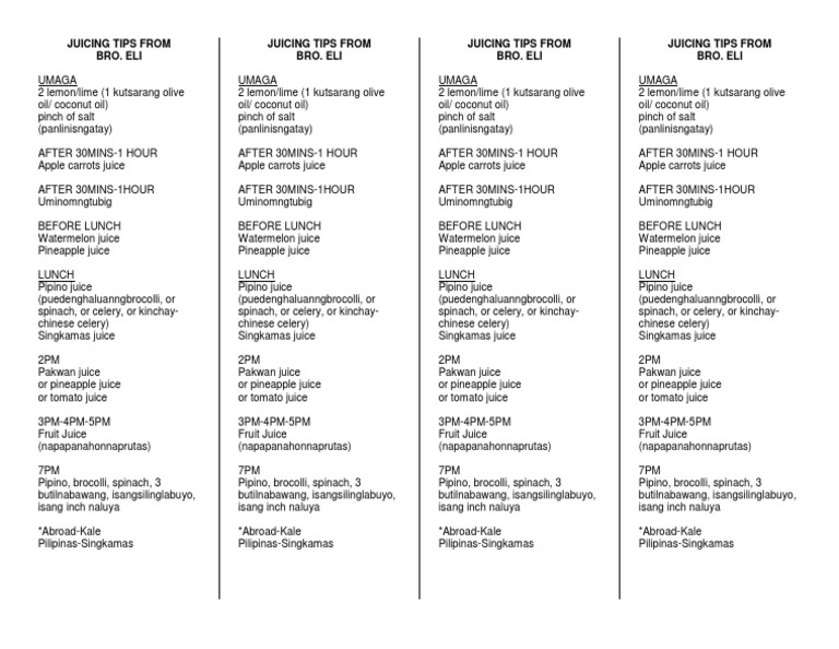 JUICING TIPS FROM BRO. ELI (For Printing) PDF