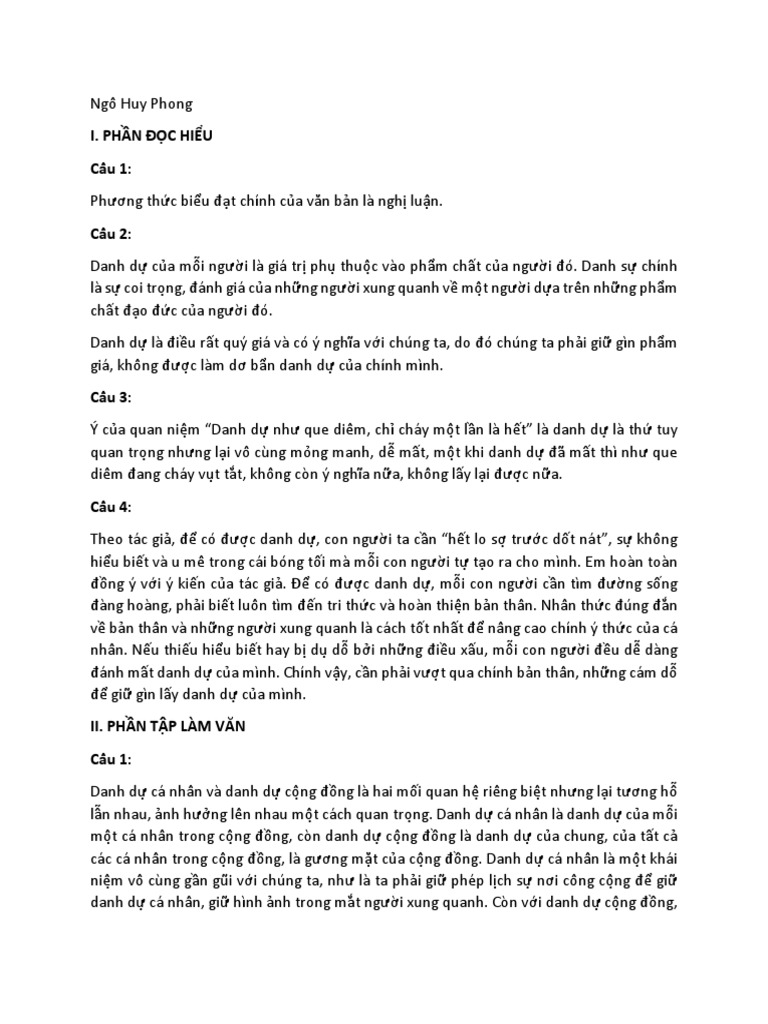 Ngô Huy Phong Môn Văn | PDF