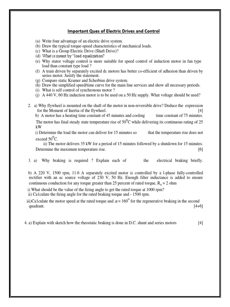 Question Bank Electric Drives PDF