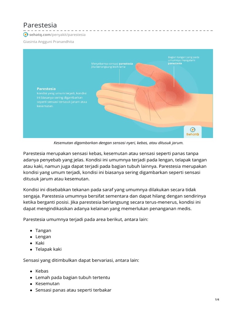 Parestesia: Gejala dan Penanganan | PDF | Kesehatan Holistik