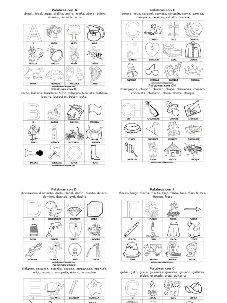 Alfabeto Con Palabras Objetos Paa Colorear | PDF, image size:768x1024