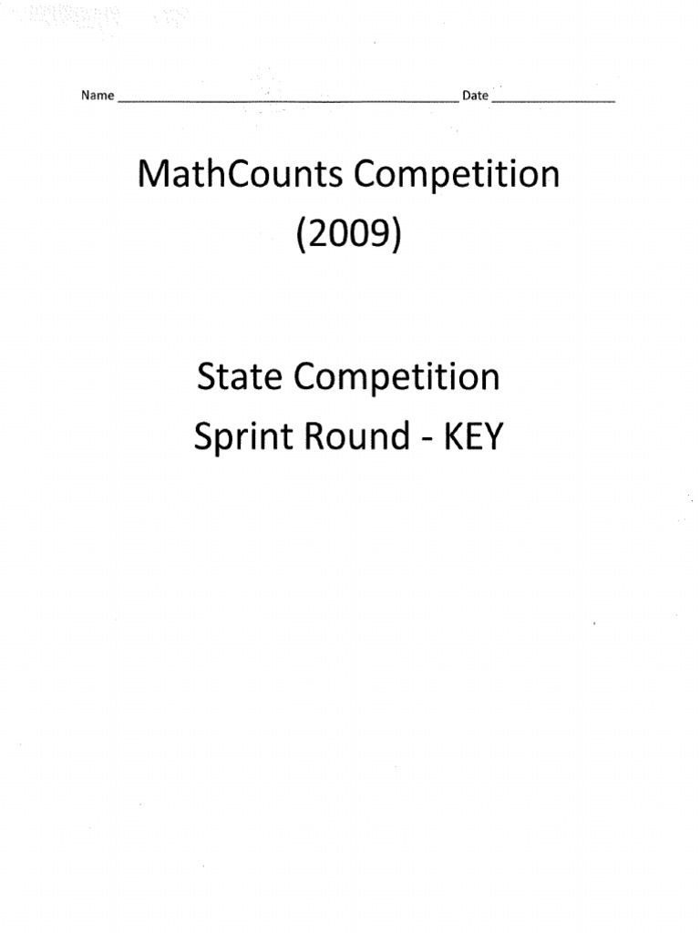 MathCounts2009 Sprint (State) KEY PDF PDF