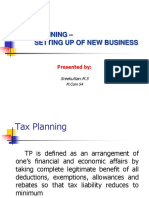 Tax Planning Setting Up of A New Busines