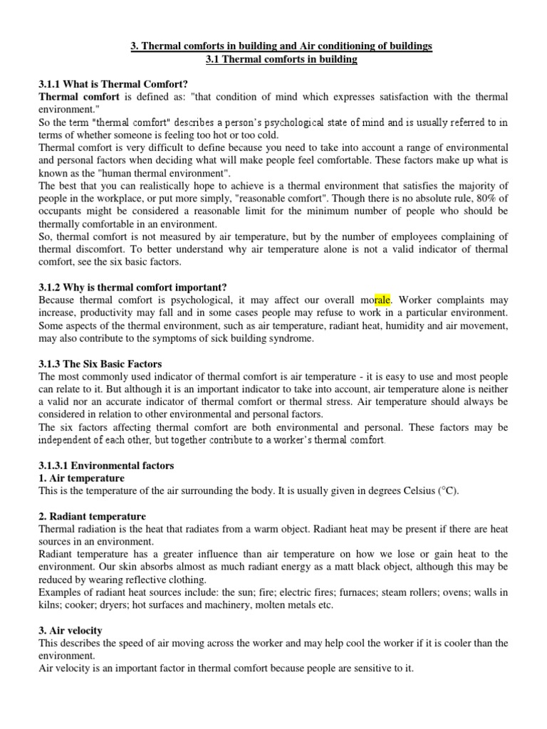 Understanding Thermal Comfort Factors | PDF