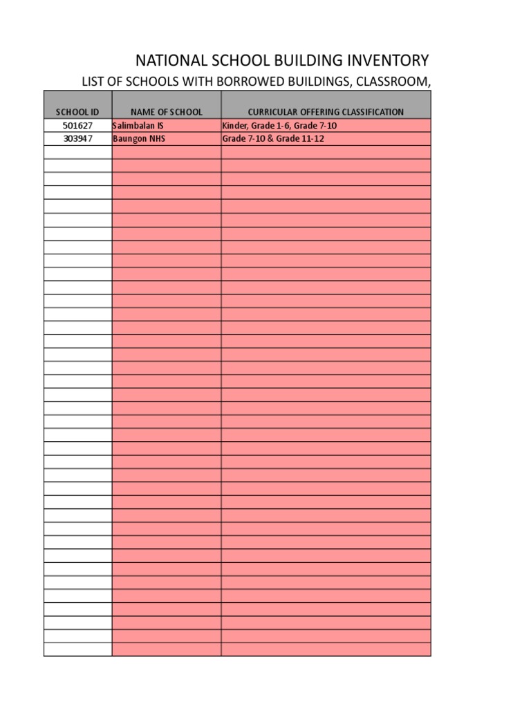 School Facility ID Inventory 2019-2020 | PDF