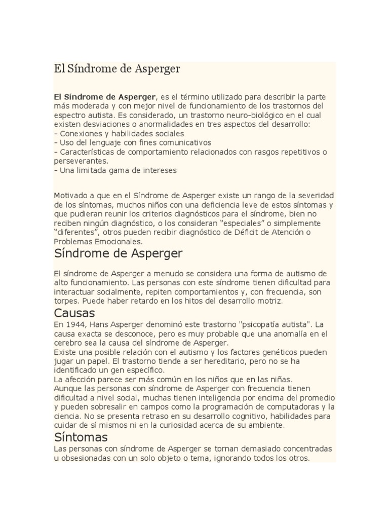 El Síndrome de Asperger | PDF