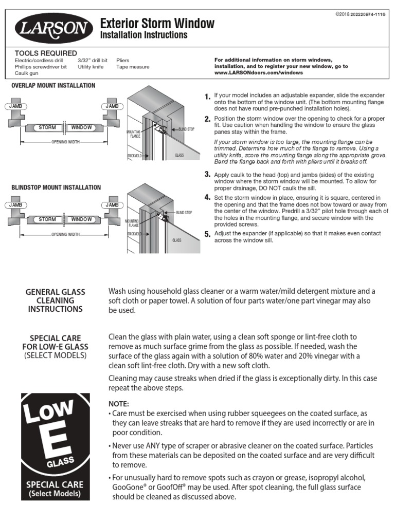Storm Window Installation Guide | PDF