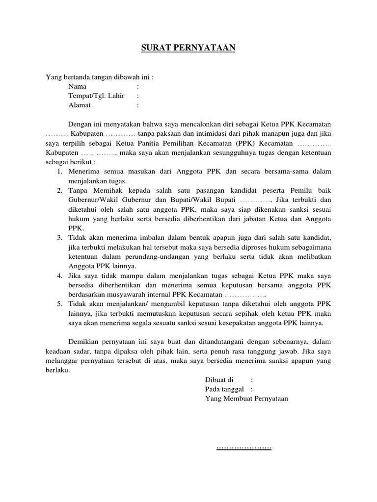 Surat Pernyataan PPK  PDF