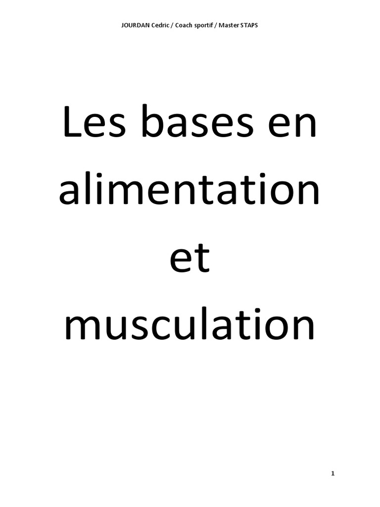 Les Bases en Alimentation Et Musculation PDF | PDF | Musculation | Obésité