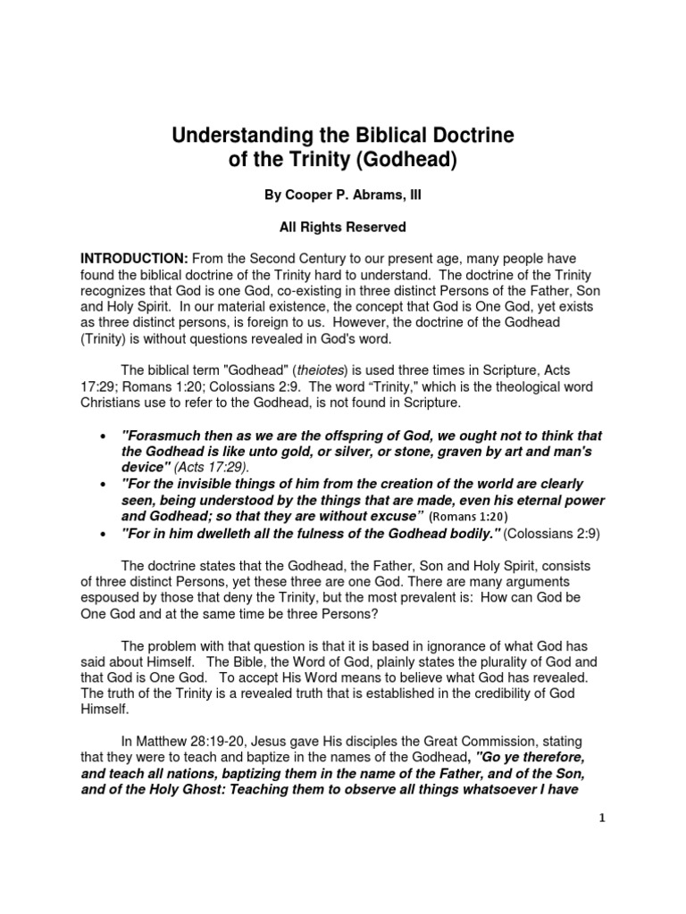 Abrams - Understanding The Biblical Doctrine of Trinity | PDF