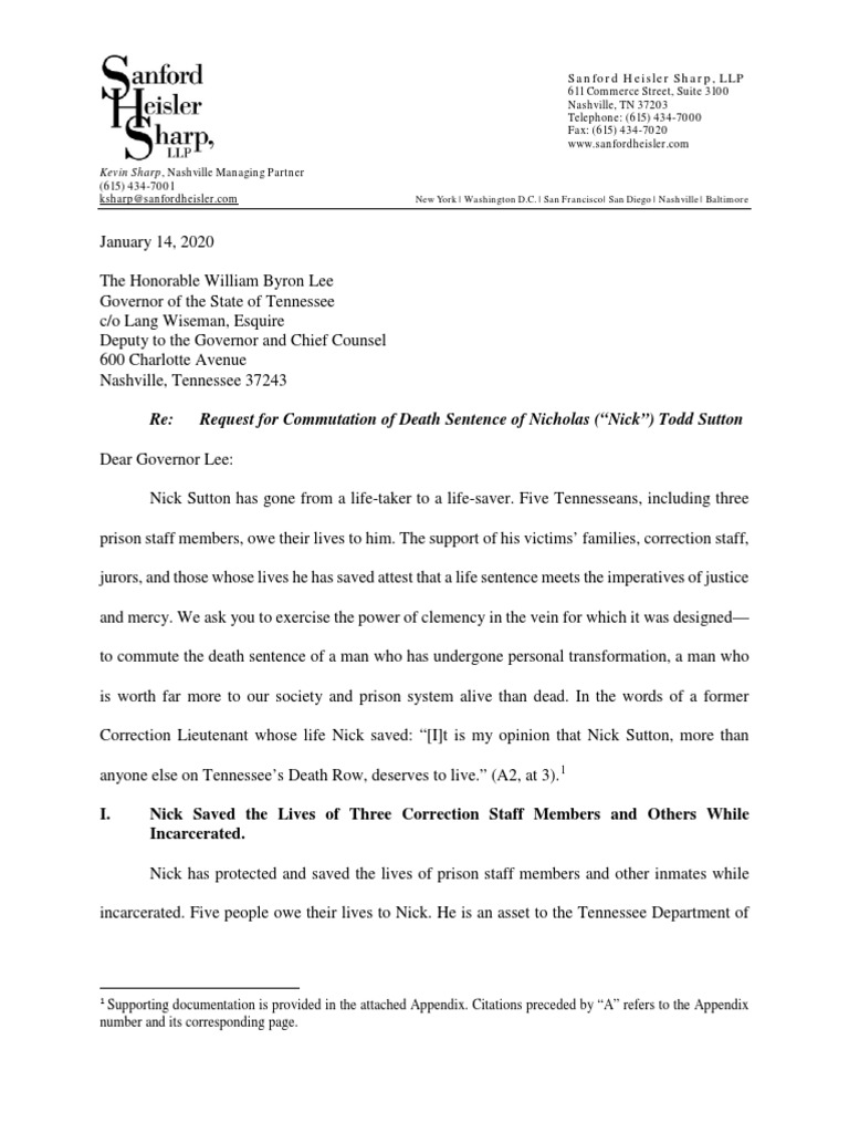 Commutation Request for Nick Sutton | PDF