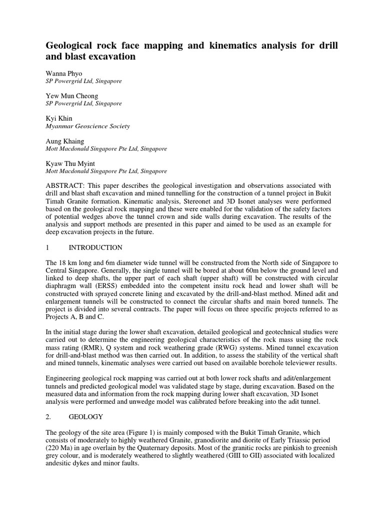 Tunnel Geological Mapping Analysis | PDF