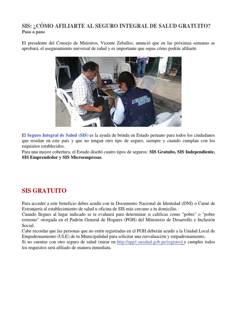 Sis - Seguro Integral de Salud | PDF