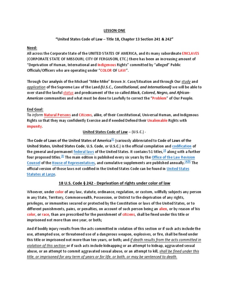 Deprivation of Rights 18 USC 242 PDF