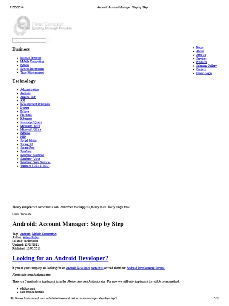 Android Account Manager Step by Step PDF | PDF | User (Computing) | Json
