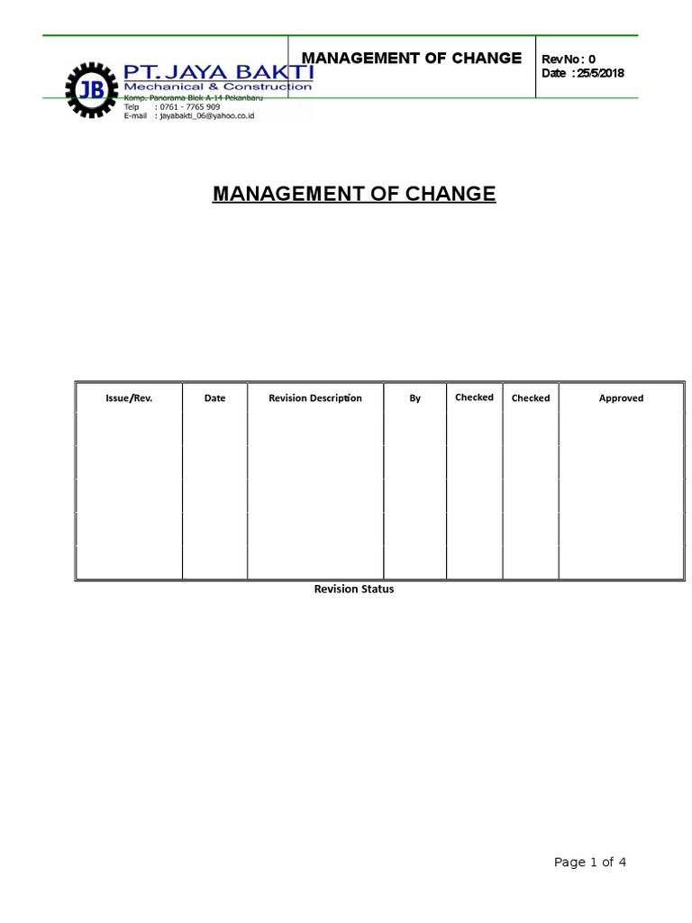 Management of Change Procedure | PDF