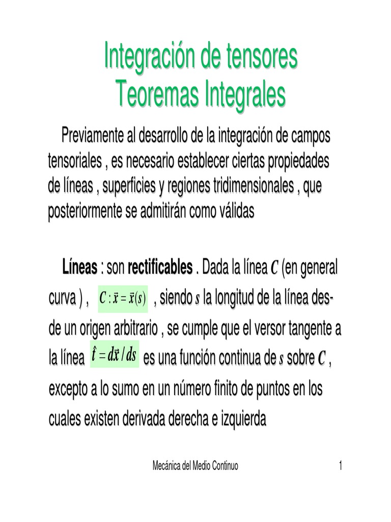Integración de Tensores en Mecánica Continua | PDF | Tensor | Integral