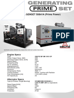 500kVA Diesel Genset Prime Power Specs