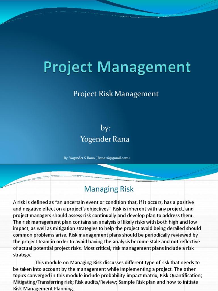 Effective Project Risk Management Guide | PDF | Risk Management | Analysis