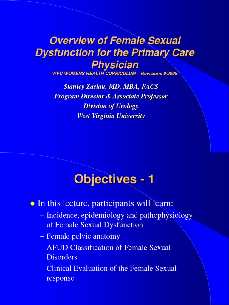 Female Sexual Dysfunction Lecture | PDF