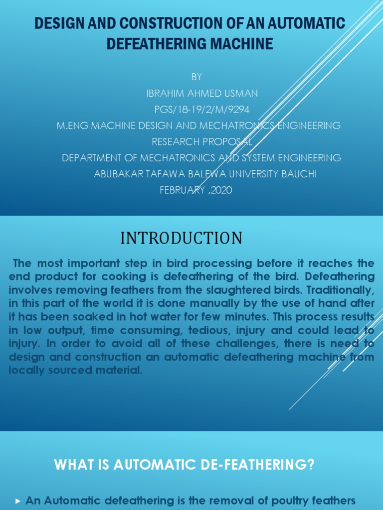 Automatic Poultry Defeathering Machine | PDF