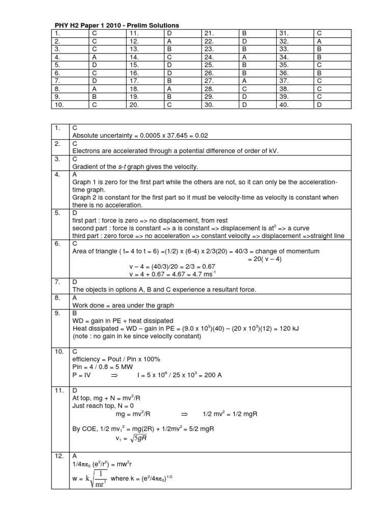 AJC 2010 JC2 H2 Physics Prelim Solutions) | PDF | Semiconductors ...