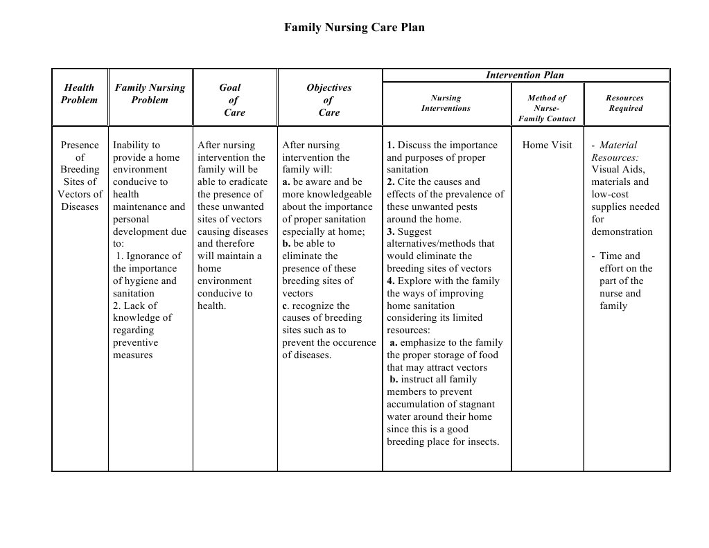 (Family Nursing Care Plan) | Health Care | Public Health