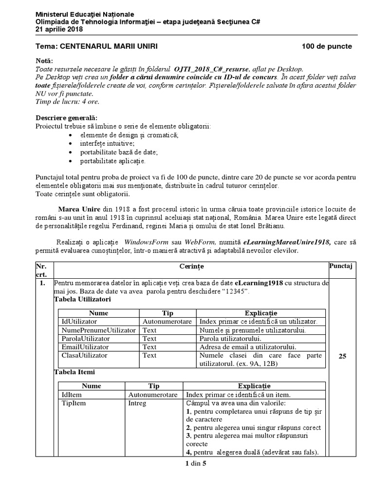 OJTI 2018 C# Var1 Subiect LRO | PDF