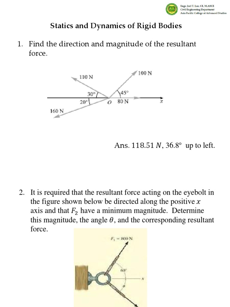 Statics and Dynamics of Rigid Bodies | PDF