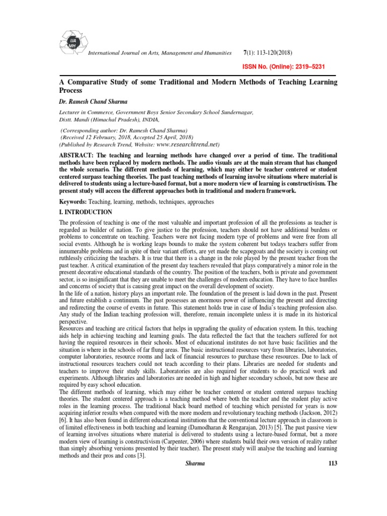 19 A Comparative Study of Some Traditional and Modern Methods of ...