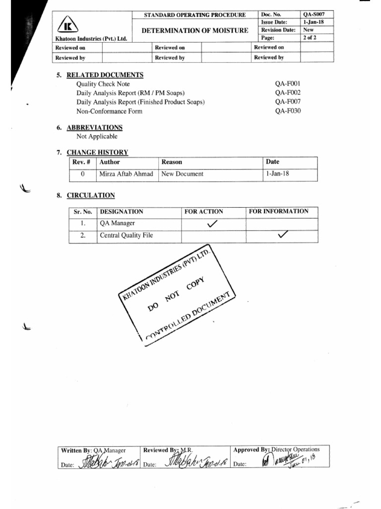 QAS007... SOP For Moisture PDF